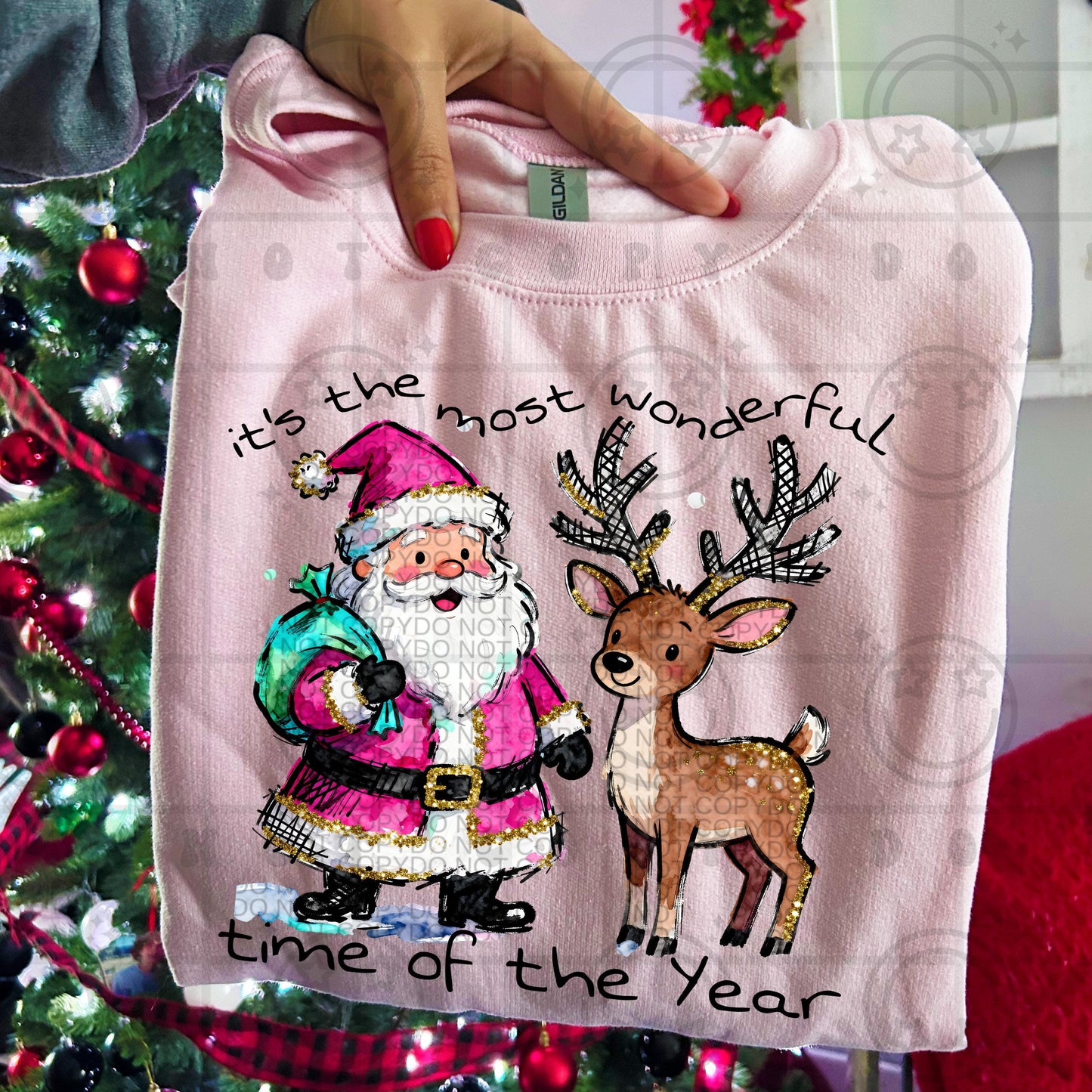 Christmas santa and reindeer PNG Digital download