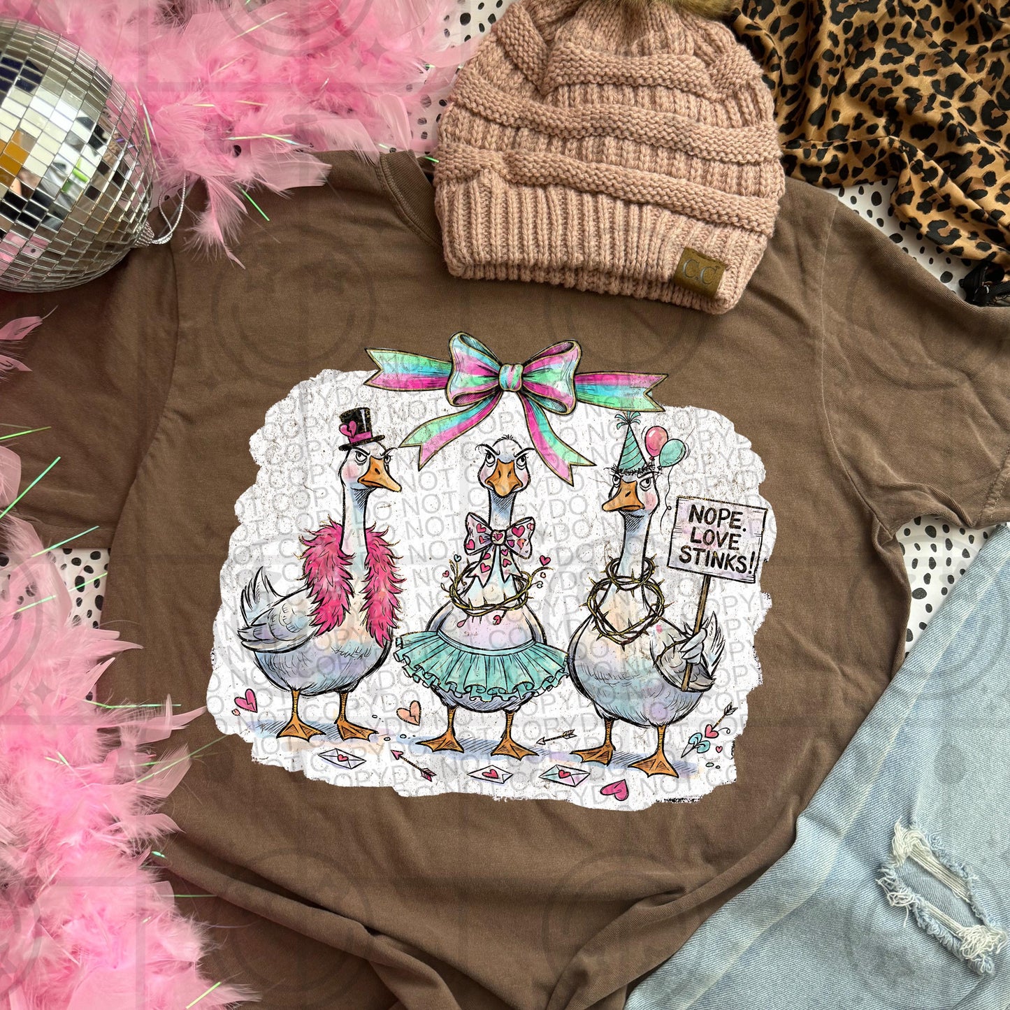 nope love stinks anti valentines day geese PNG digital download