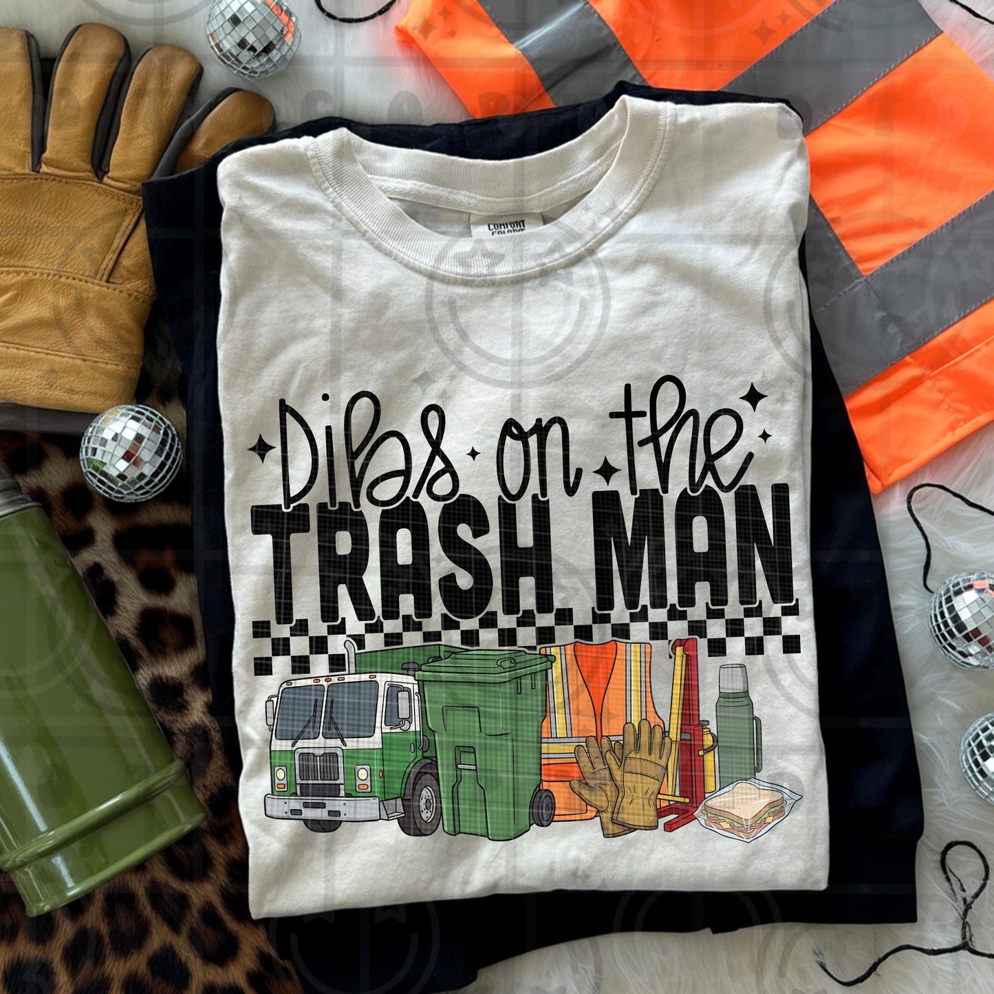 dibs on the trash man, garbage man, sanitation worker, digital download PNG