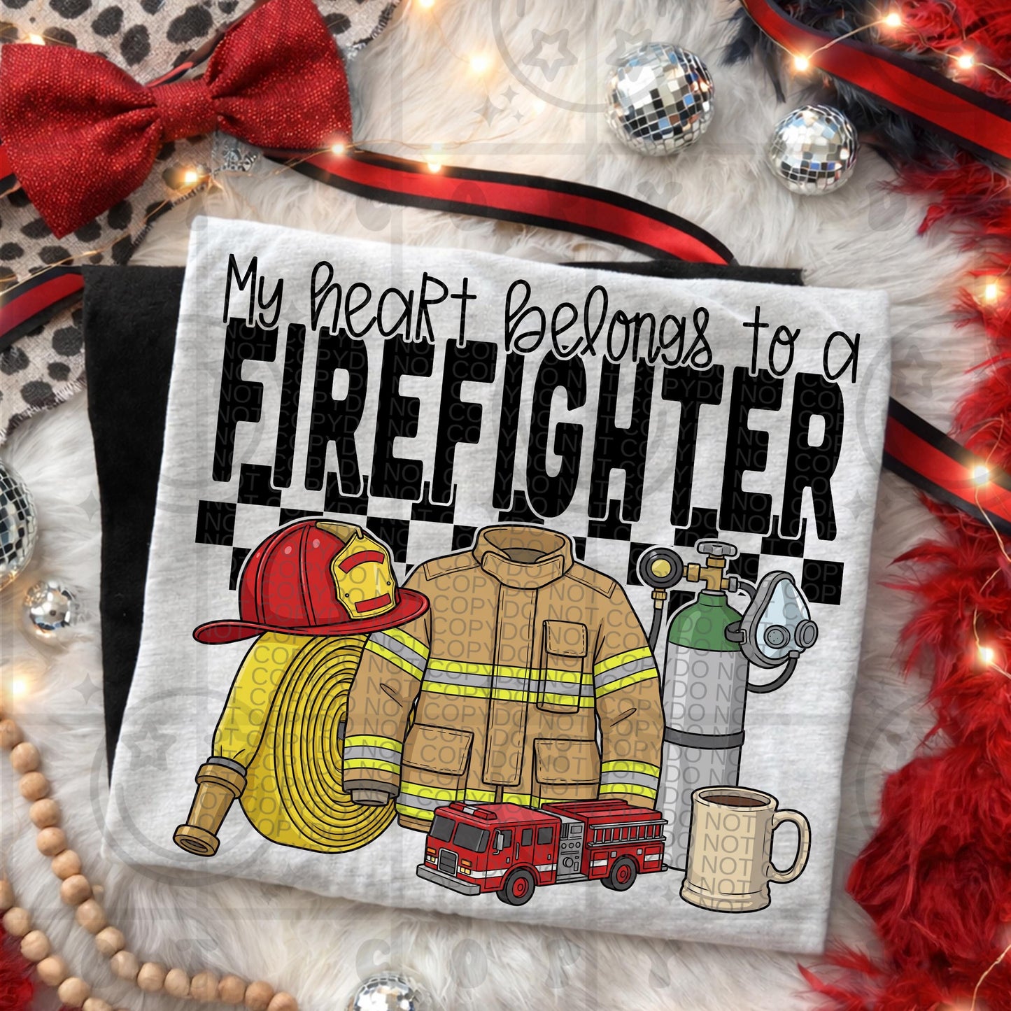 my heart belongs to a firefighter, first responder, thin red line, PNG Digital download