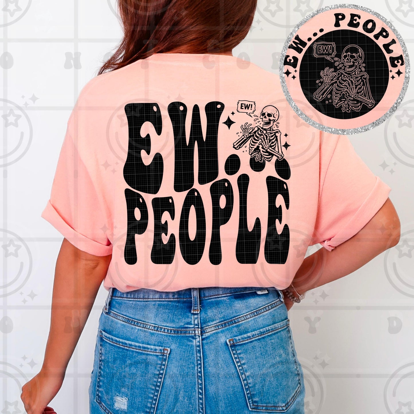 ew people PNG digital download, wavy words design with matching pocket