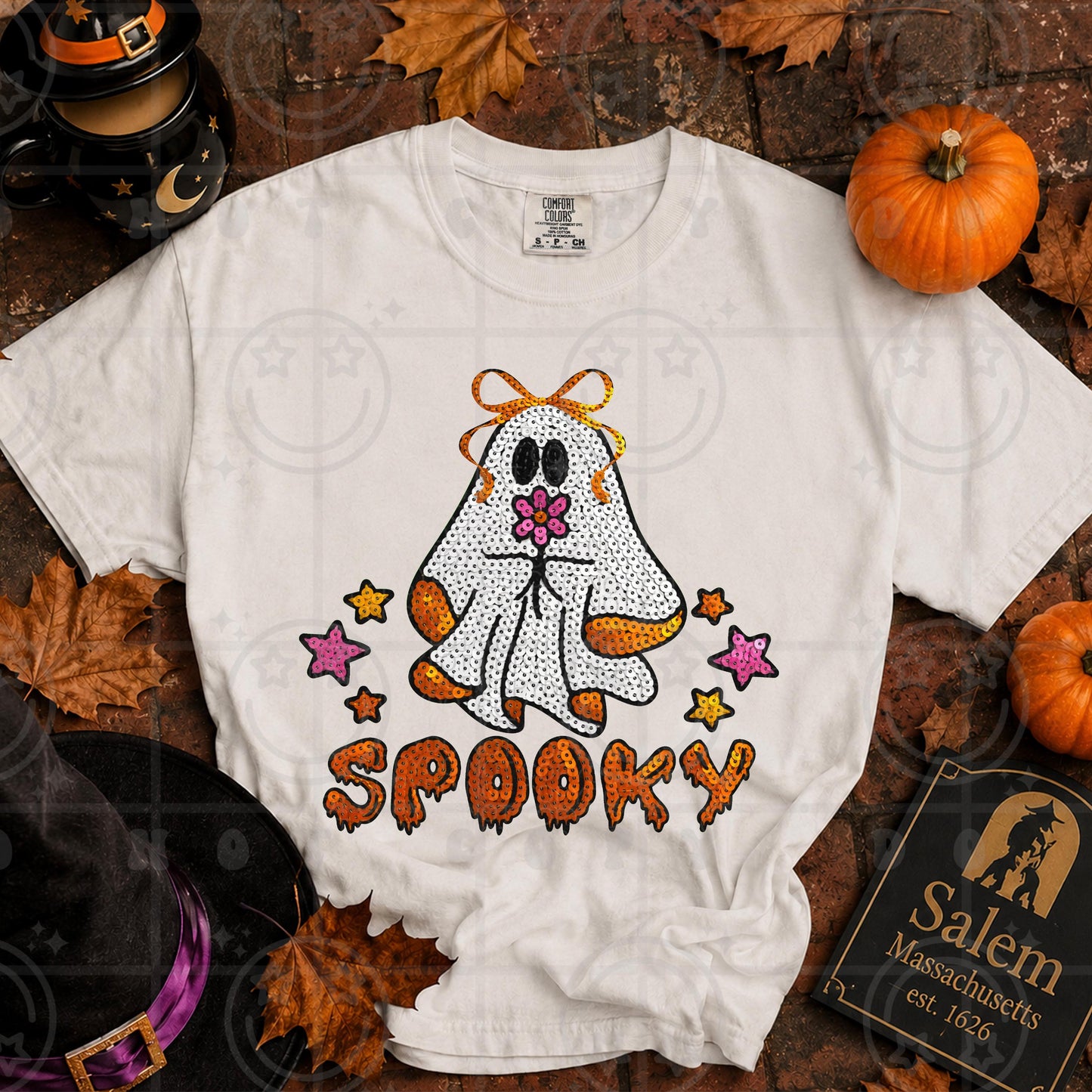 spooky ghost halloween faux sequin PNG digital download