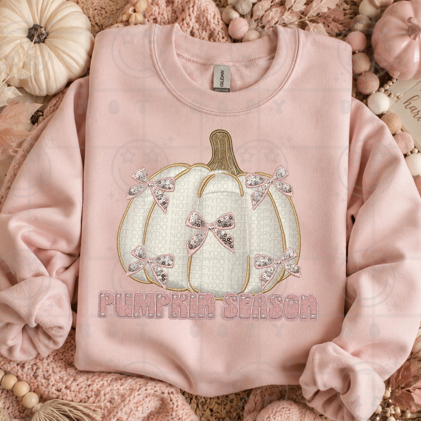 pumpkin season faux embroidery PNG digital download