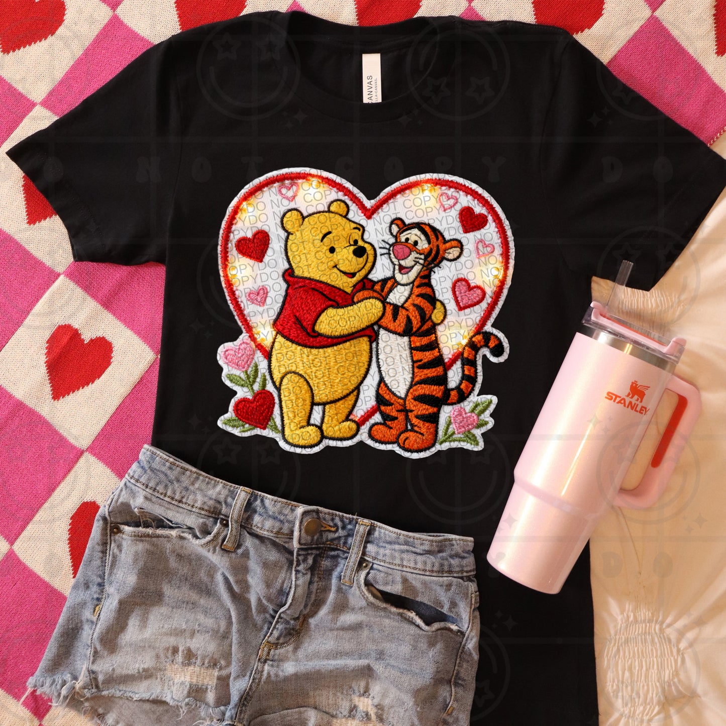 Faux Light up Faux Embroidered Character Heart PNG download