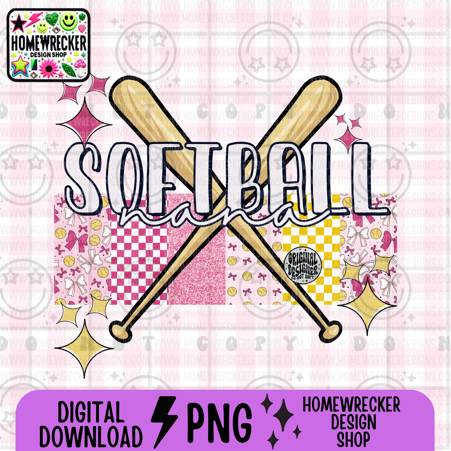 Retro Softball Name Patchwork PNG | Singles, Bundle, Request