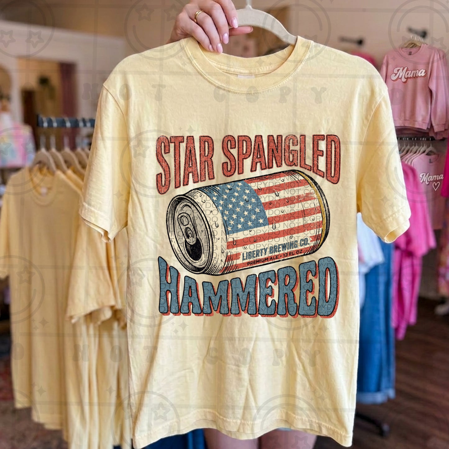 Star spangled hammered patriotic vintage distressed PNG digital download