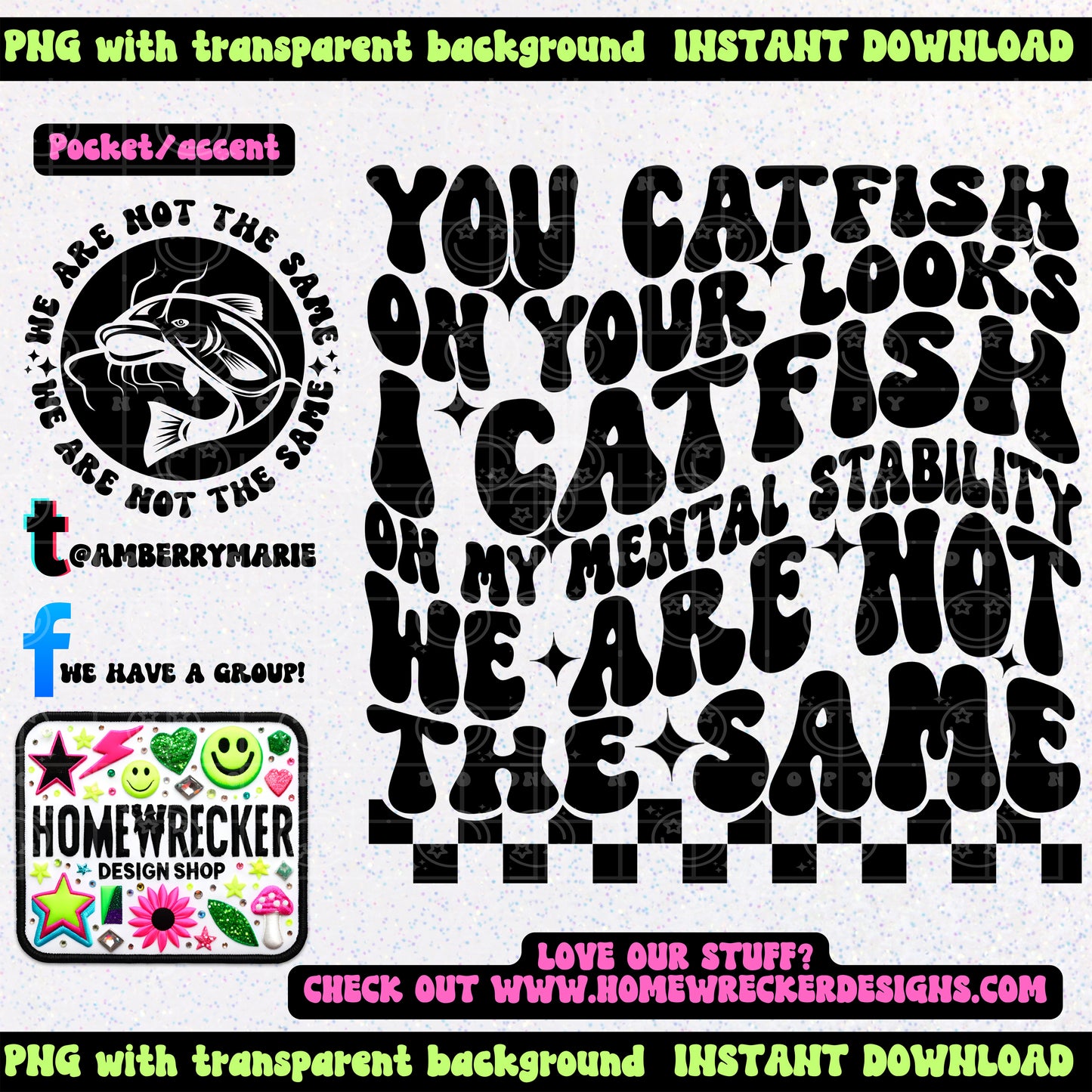 You Catfish on your looks | Wavy Snarky PNG