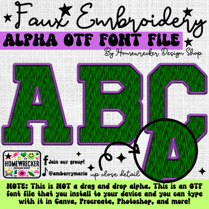 Mardi Gras Pattern Faux Embroidery 5pc OTF FONT Bundle