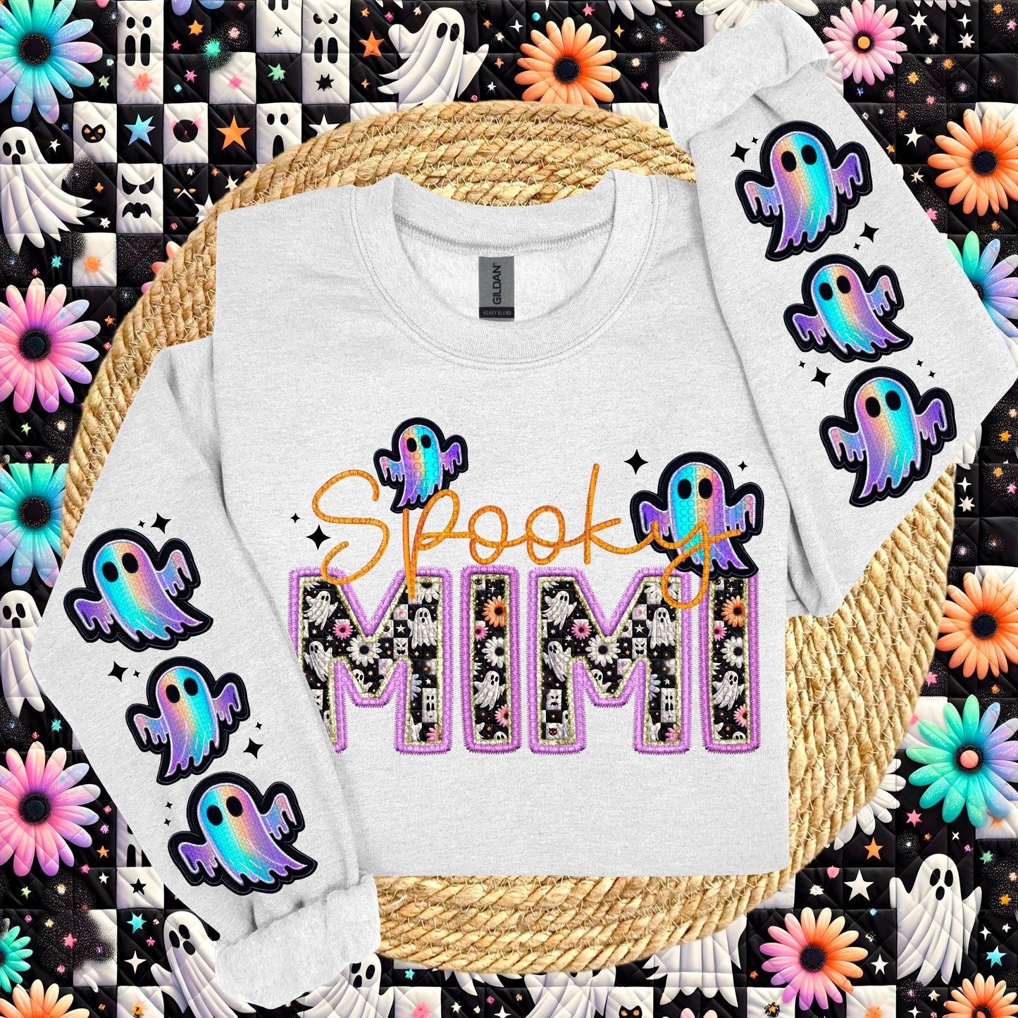 Spooky MIMI with Sleeve Faux Embroidery |PNG, Digital Download, Shirt Png