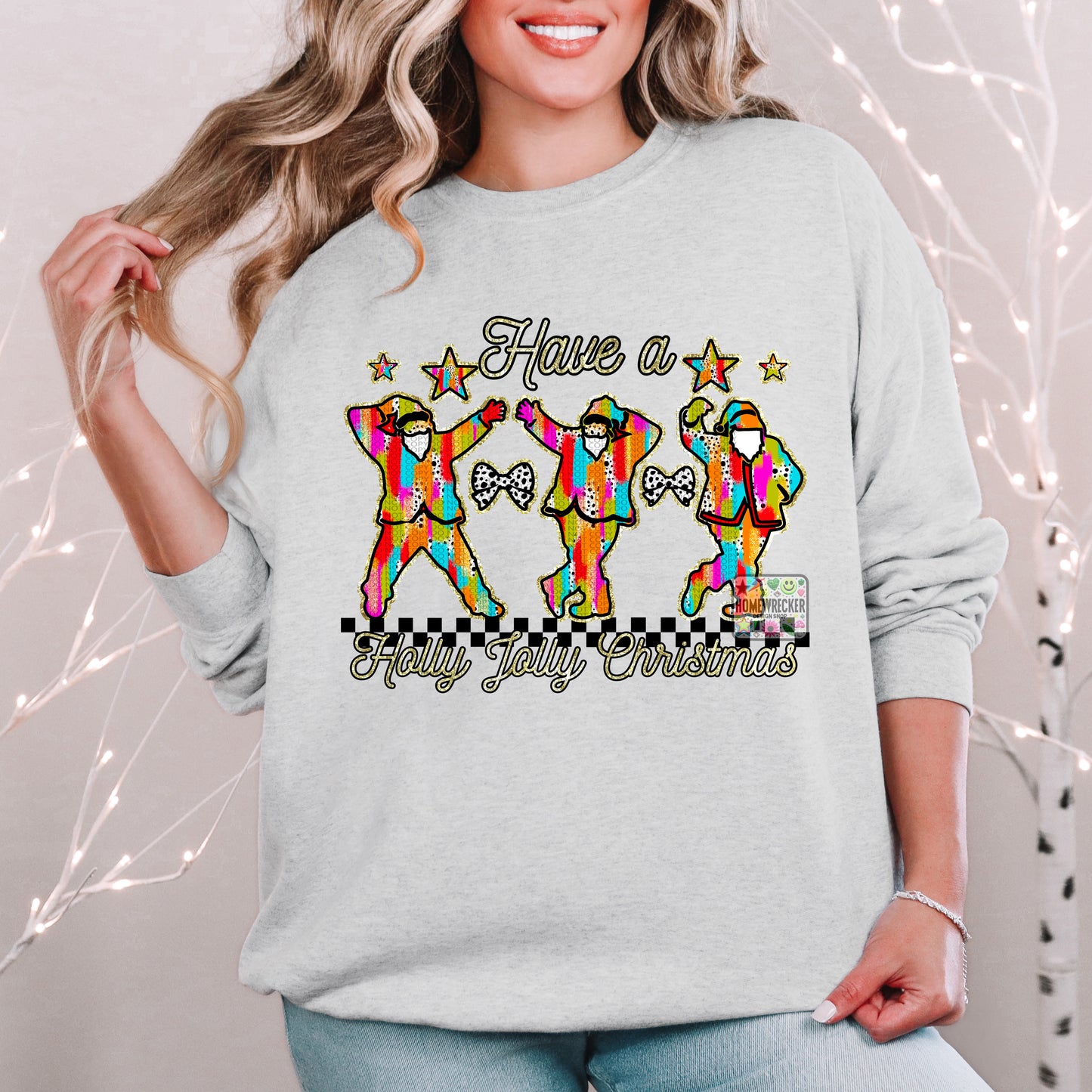 Holly Jolly Christmas Brushstrokes Santas