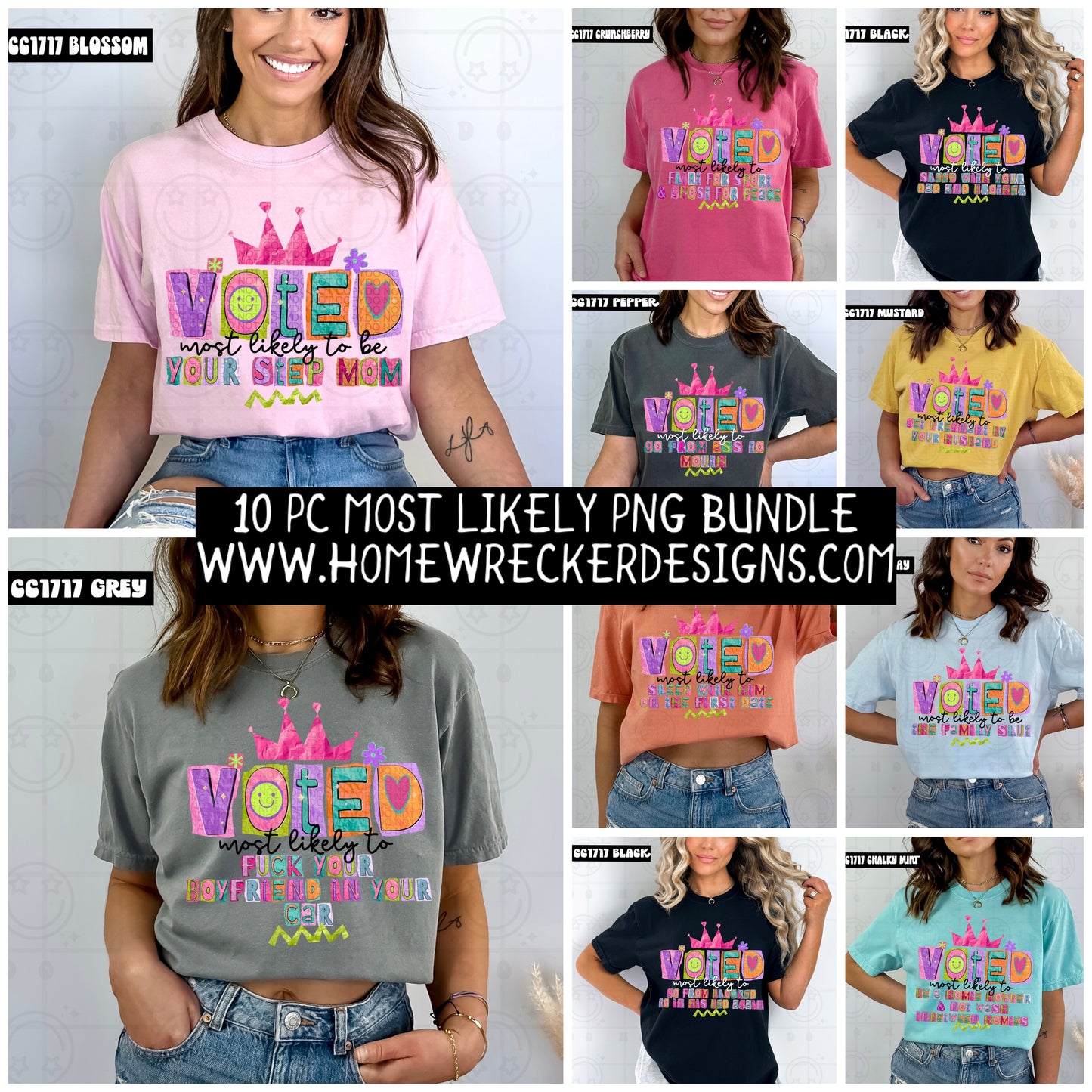 Voted Most likely X RATED Bundle | 10 designs with Black + White versions INCLUDED