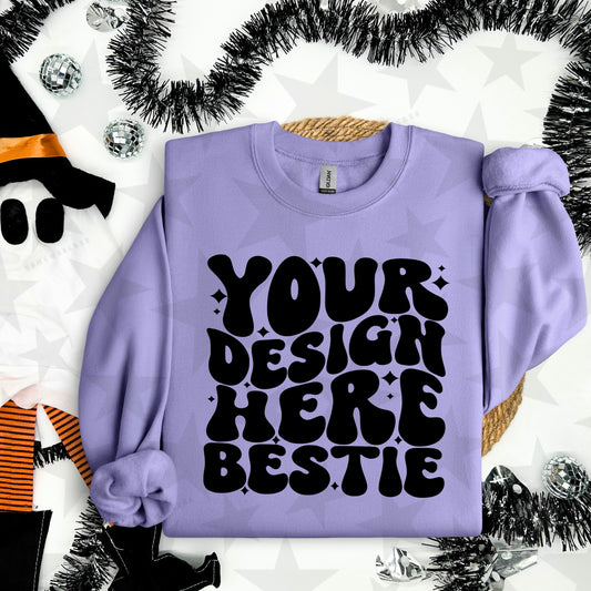 G18000 Violet Crewneck Sweatshirt Mockup | Halloween