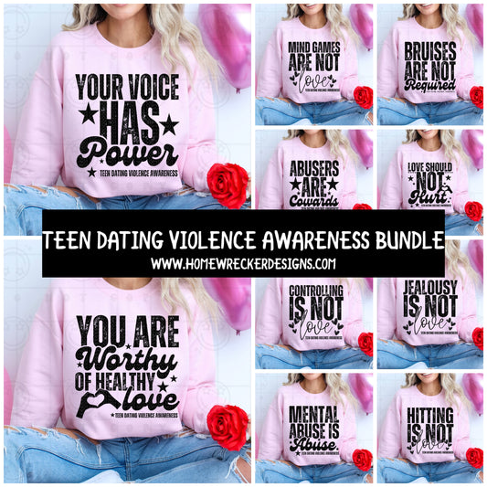 Teen Dating Violence Awareness PNG BUNDLE ONLY : 13 Files w/ Bonus Pocket file (FEB AWARENESS MONTH)