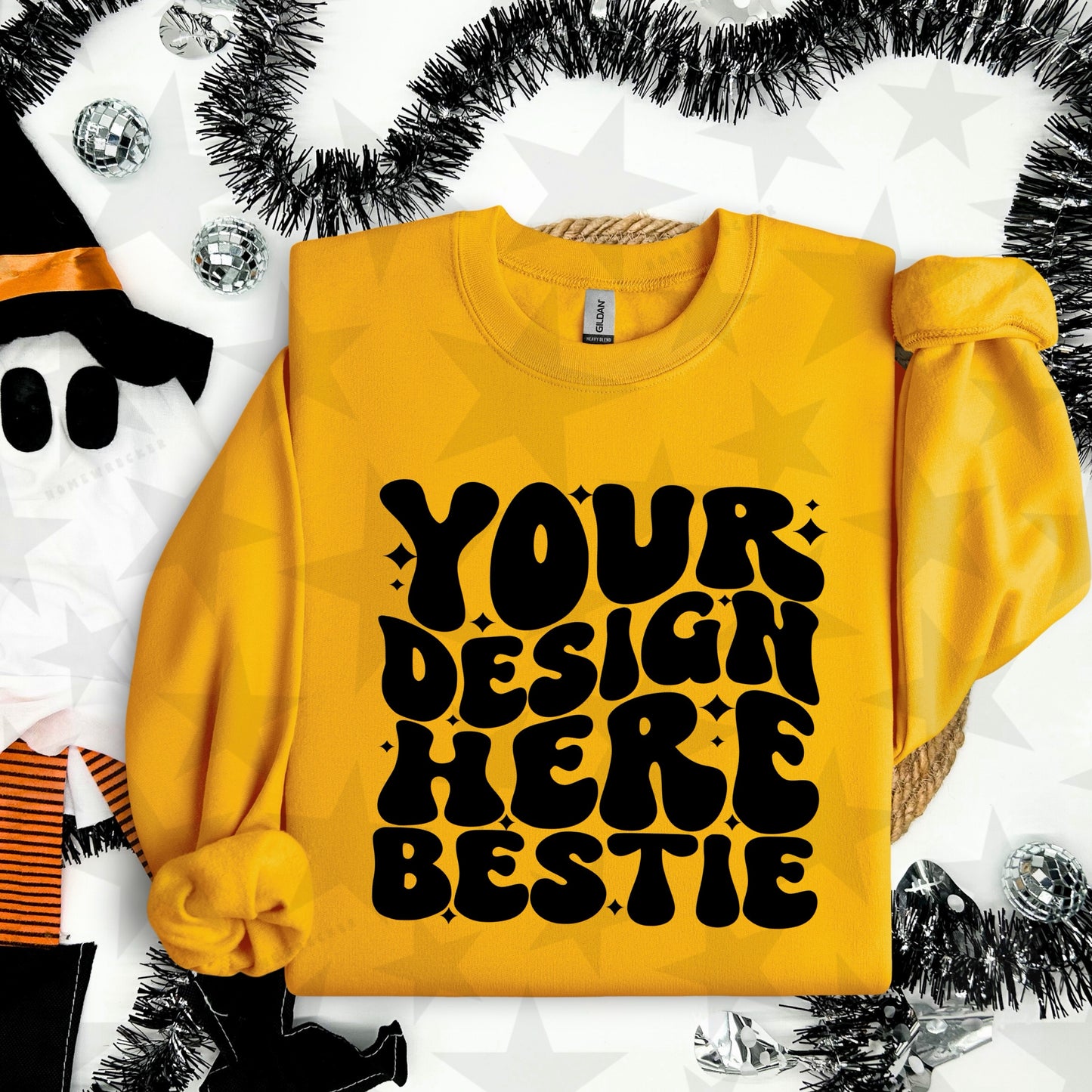 G1800 Gold Crewneck Sweatshirt Mockup | Halloween