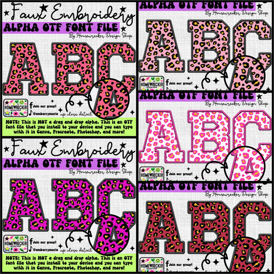 Leopard Print Faux Embroidery 5pc OTF FONT Bundle