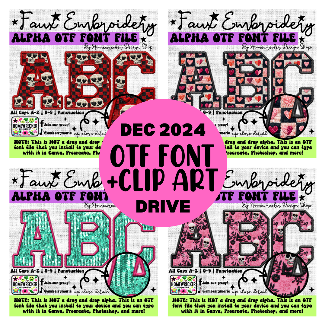 DECEMBER 2024 OTF FONT + CLIPART DRIVE