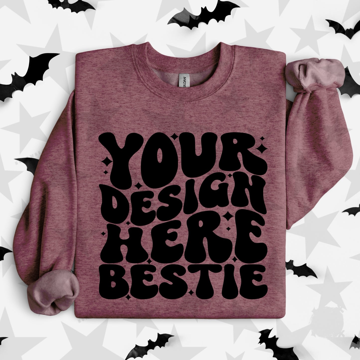 G18000 Heather Sport Dark Maroon Crewneck Sweatshirt Mockup | Halloween