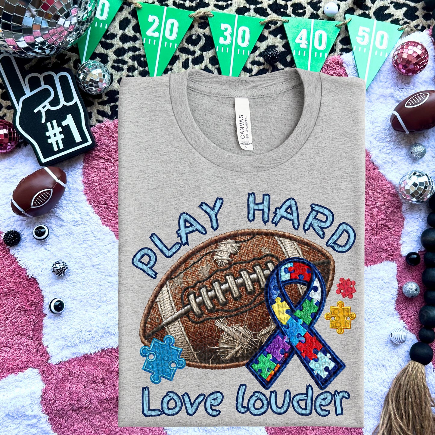 Play Hard Love Louder Autism Awareness PNG