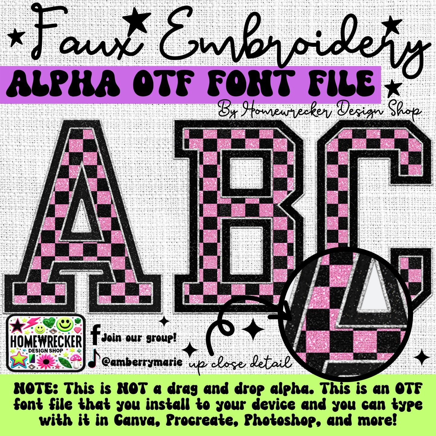 Shimmer Varsity Letters Faux Embroidery 5pc OTF FONT Bundle