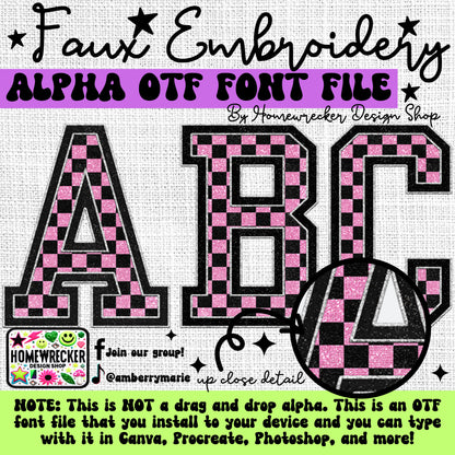 Shimmer Varsity Letters Faux Embroidery 5pc OTF FONT Bundle