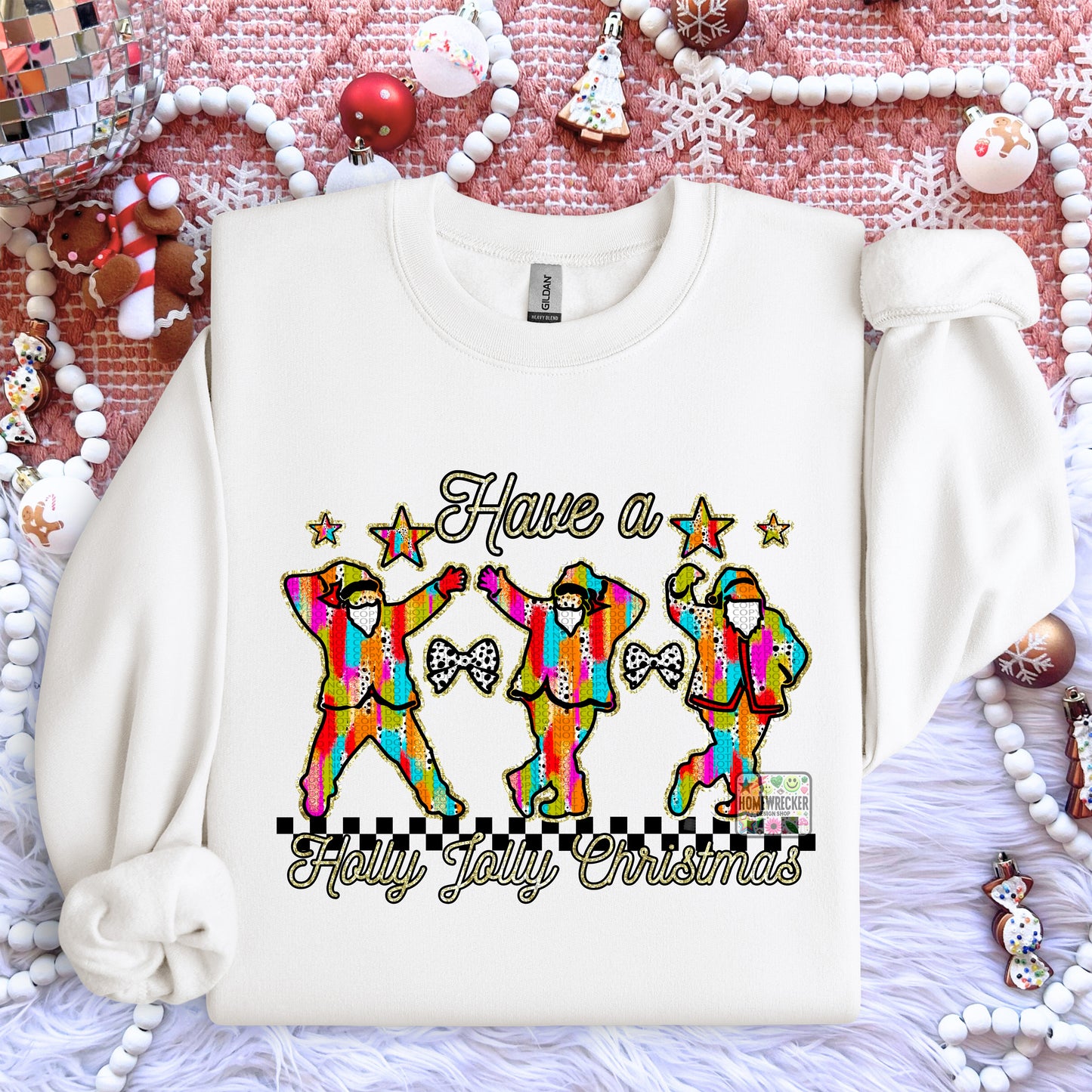 Holly Jolly Christmas Brushstrokes Santas