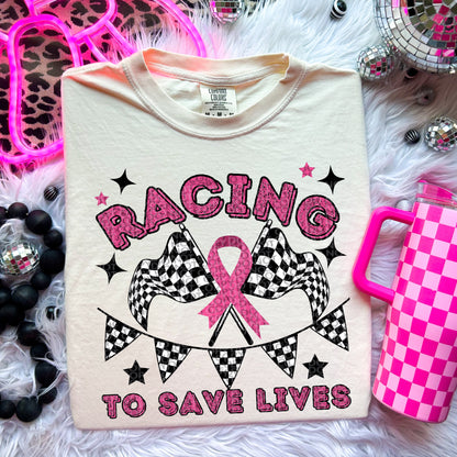 Racing to save lives PINK Breast cancer Awareness PNG