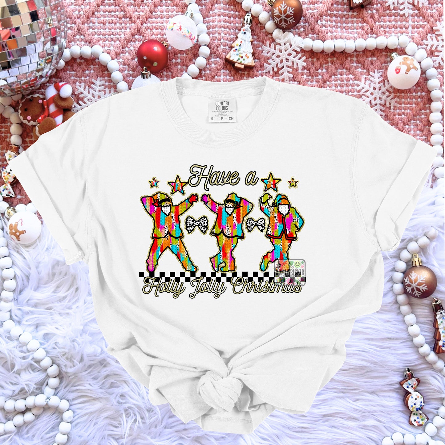 Holly Jolly Christmas Brushstrokes Santas