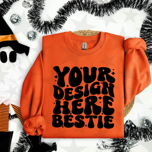 G18000 Orange Crewneck Sweatshirt Mockup | Halloween