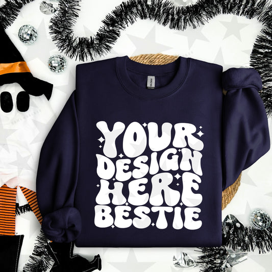 G18000 Navy Crewneck Sweatshirt Mockup | Halloween