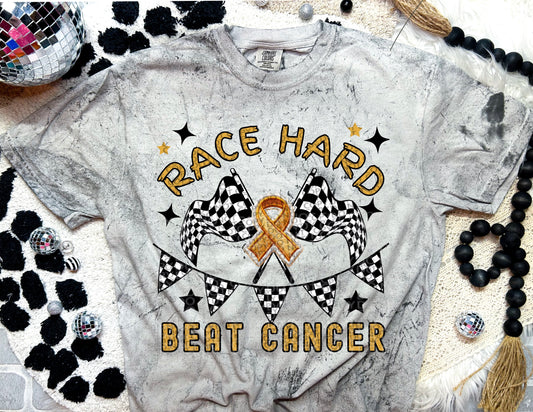 Race Hard Beat Cancer GOLD Childhood cancer Awareness PNG