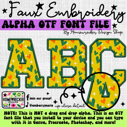 St. Patrick's Day Faux Embroidery 5pc OTF FONT Bundle