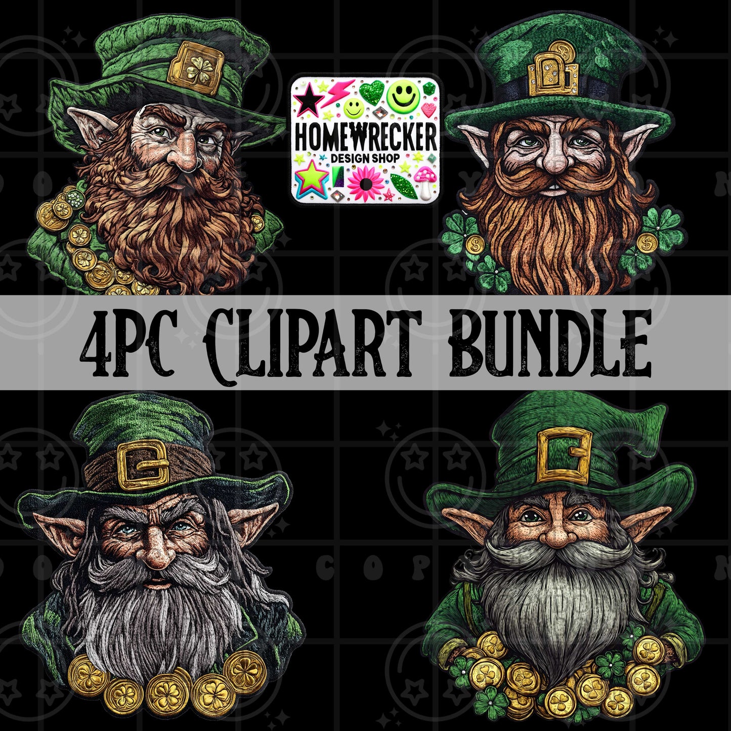 4pc Leprechauns St. Patrick's Day Clipart Bundle