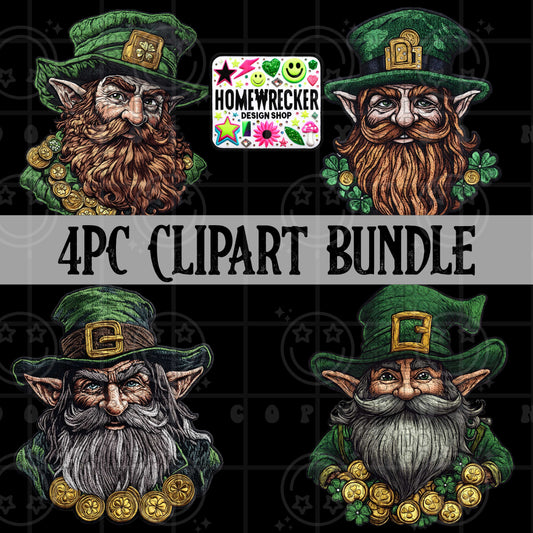 4pc Leprechauns St. Patrick's Day Clipart Bundle