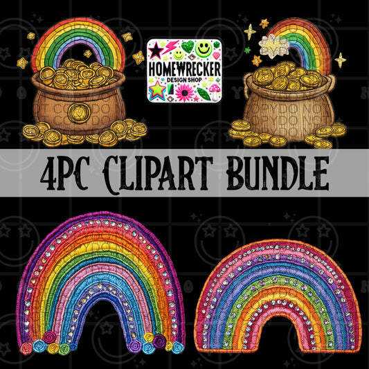 4pc Pot of Gold Rainbows St. Patrick's Day Clipart Bundle