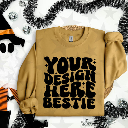 G18000 Old Gold Crewneck Sweatshirt Mockup | Halloween