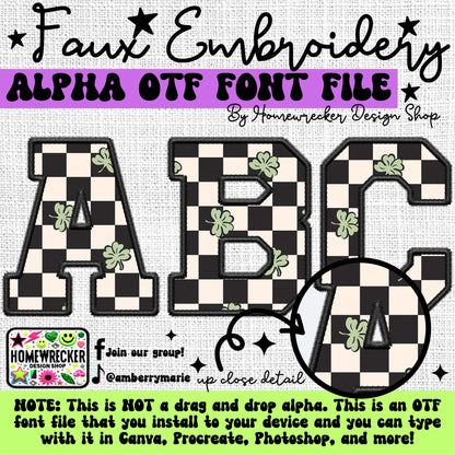 Retro St. Patrick's Day Faux Embroidery 5pc OTF FONT Bundle