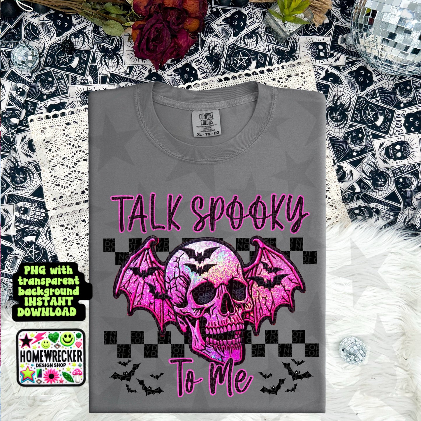 Talk spooky to me | Halloween Faux Embroidery | PNG