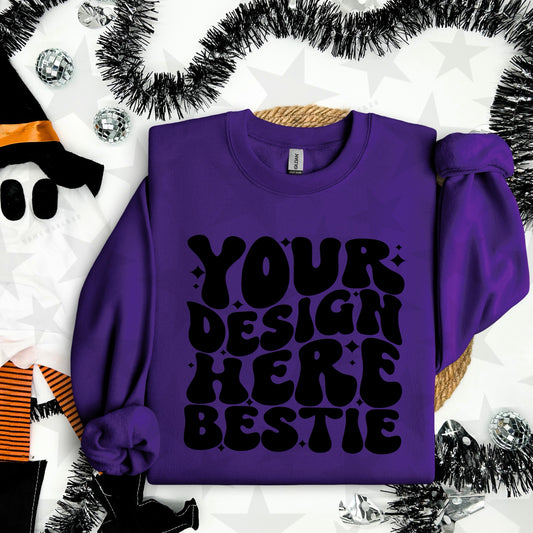 G18000 Purple Crewneck Sweatshirt Mockup | Halloween