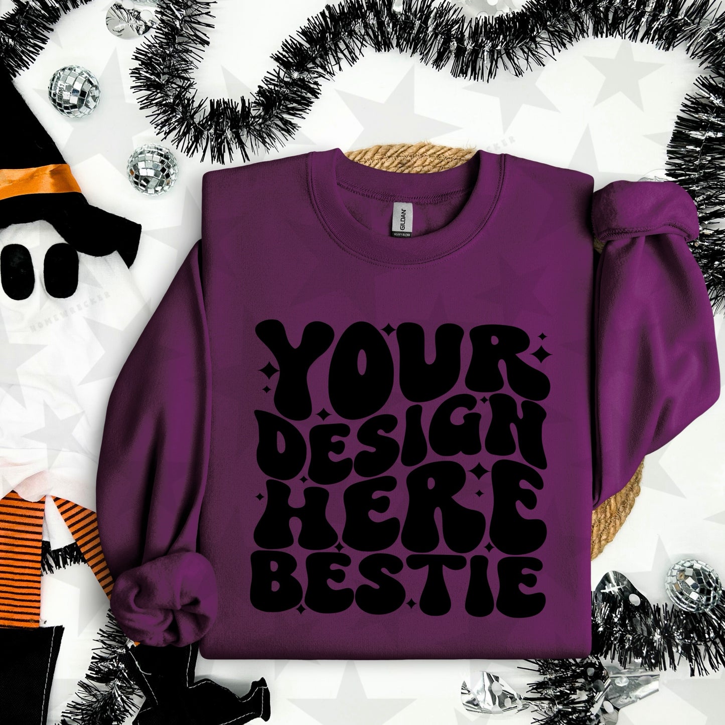 G18000 Plum Crewneck Sweatshirt Mockup | Halloween