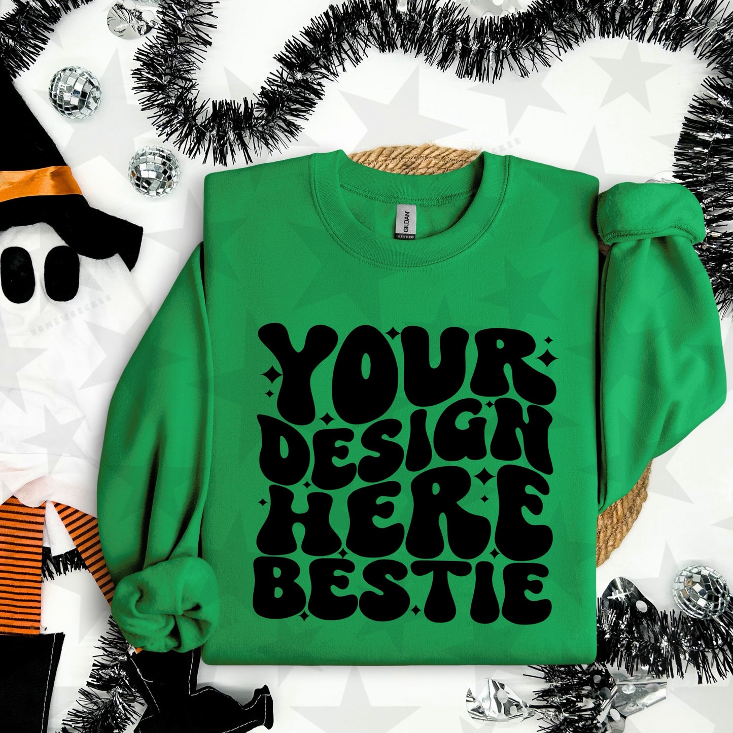 G18000 Irish Green Crewneck Sweatshirt Mockup | Halloween