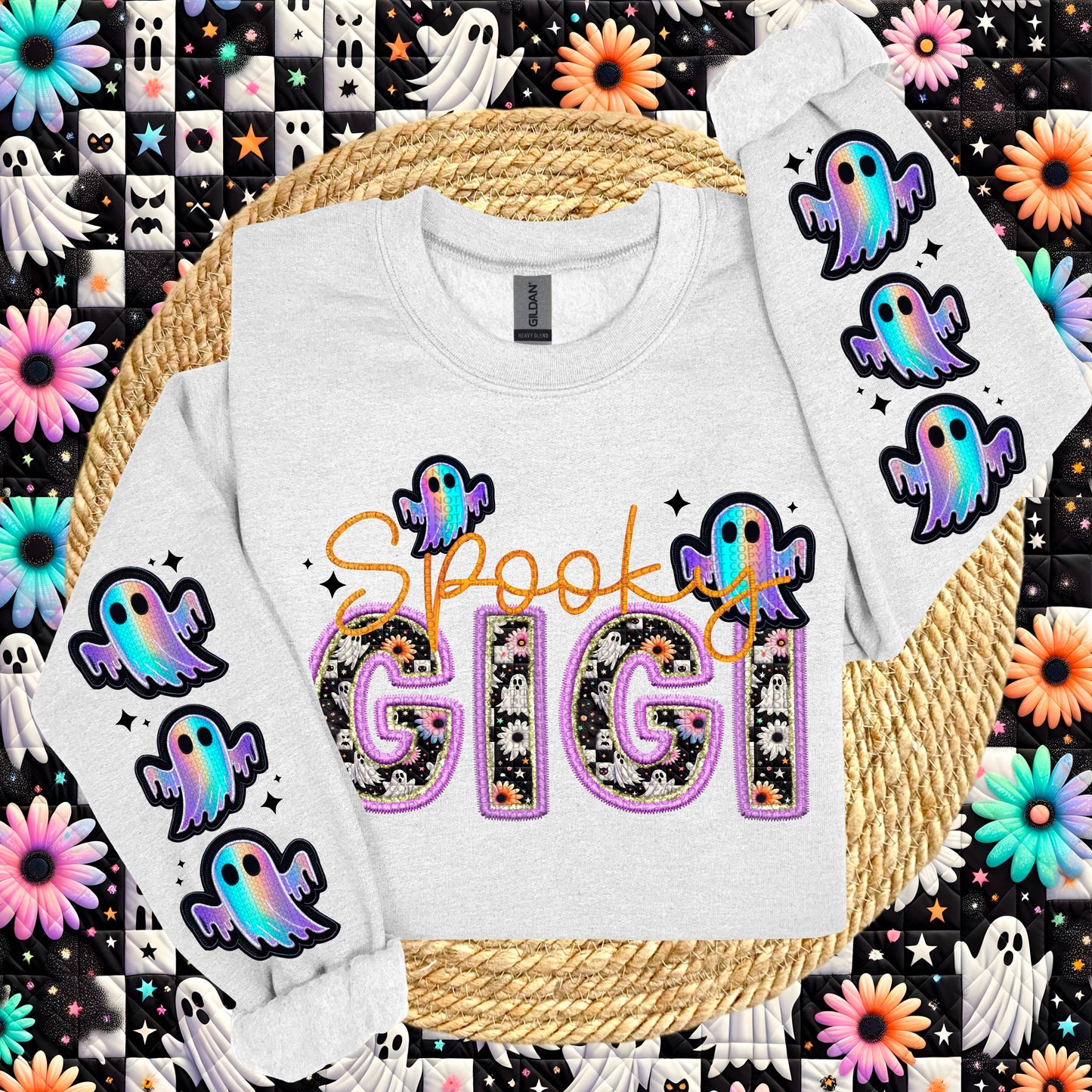 Spooky GIGI with Sleeve Faux Embroidery |PNG, Digital Download, Shirt Png