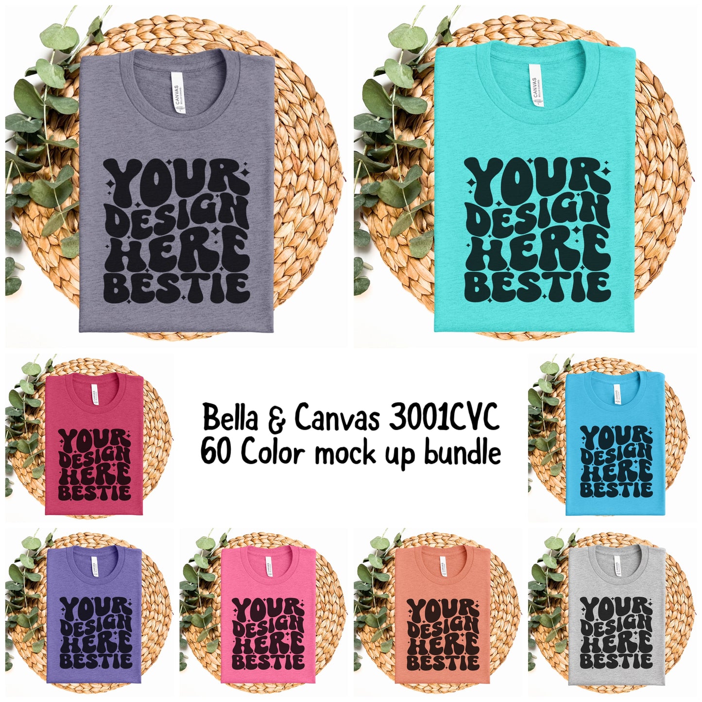 BC3001CVC | Bella & Canvas | Boho Mimimalist | 60 color mock up BUNDLE