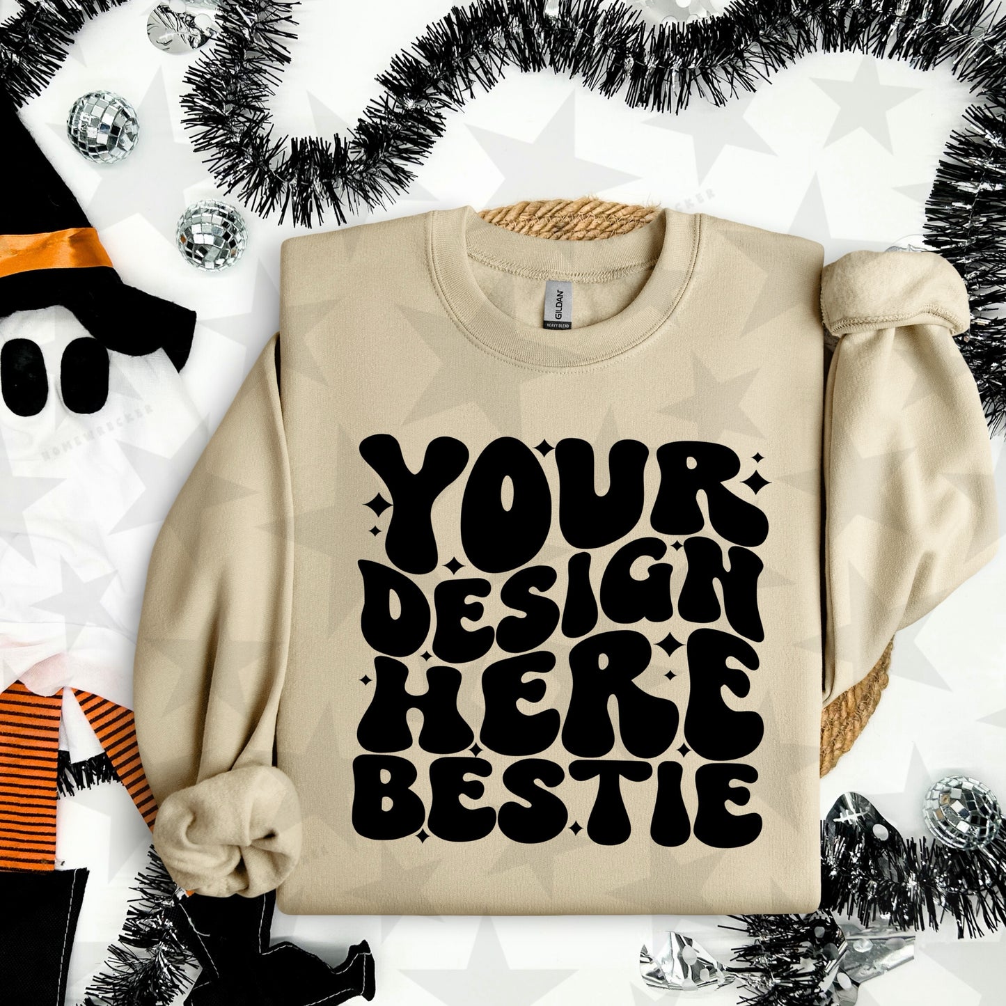 G18000 Sand Crewneck Sweatshirt Mockup | Halloween