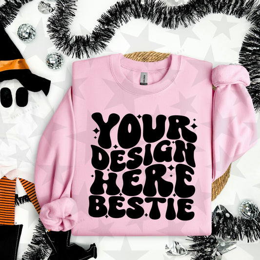 G18000 Light Pink Crewneck Sweatshirt Mockup | Halloween