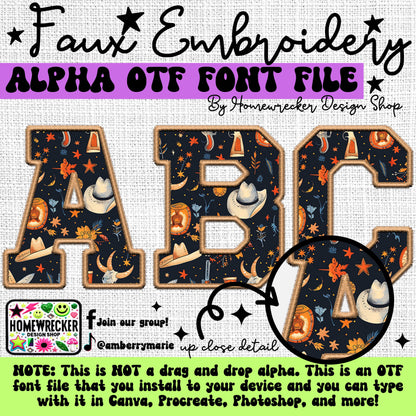 Western Faux Embroidery 5pc OTF FONT Bundle