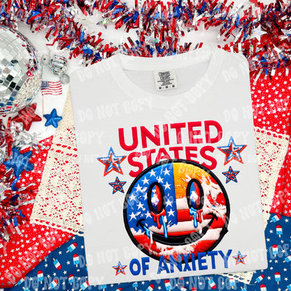 United States of Anxiety, FAUX embroidery patch, hat patch, shirt design, digital download, PNG