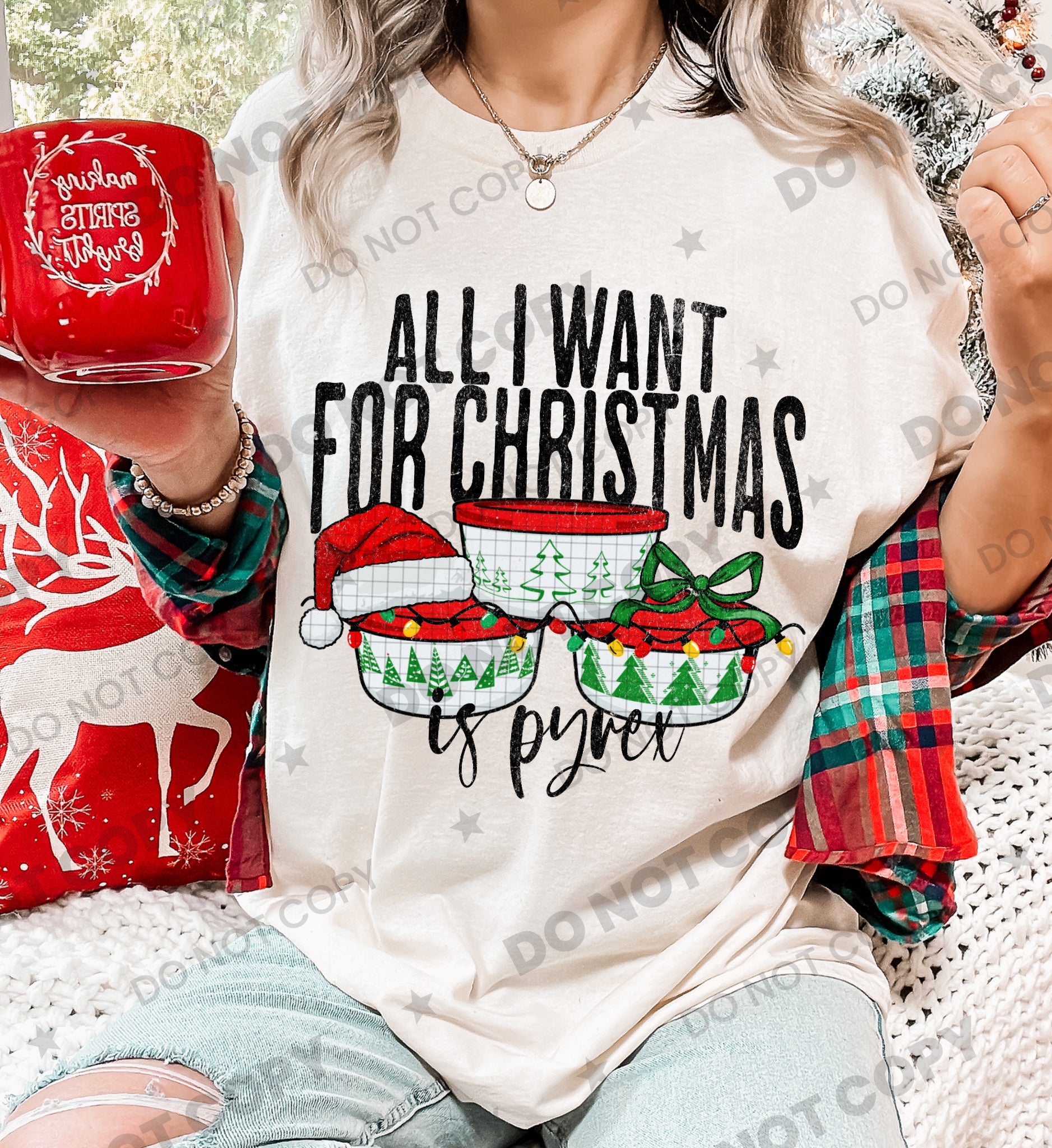 All I Want For Christmas Is Pyrex vintage bowl PNG design from Homewrecker Design Shop