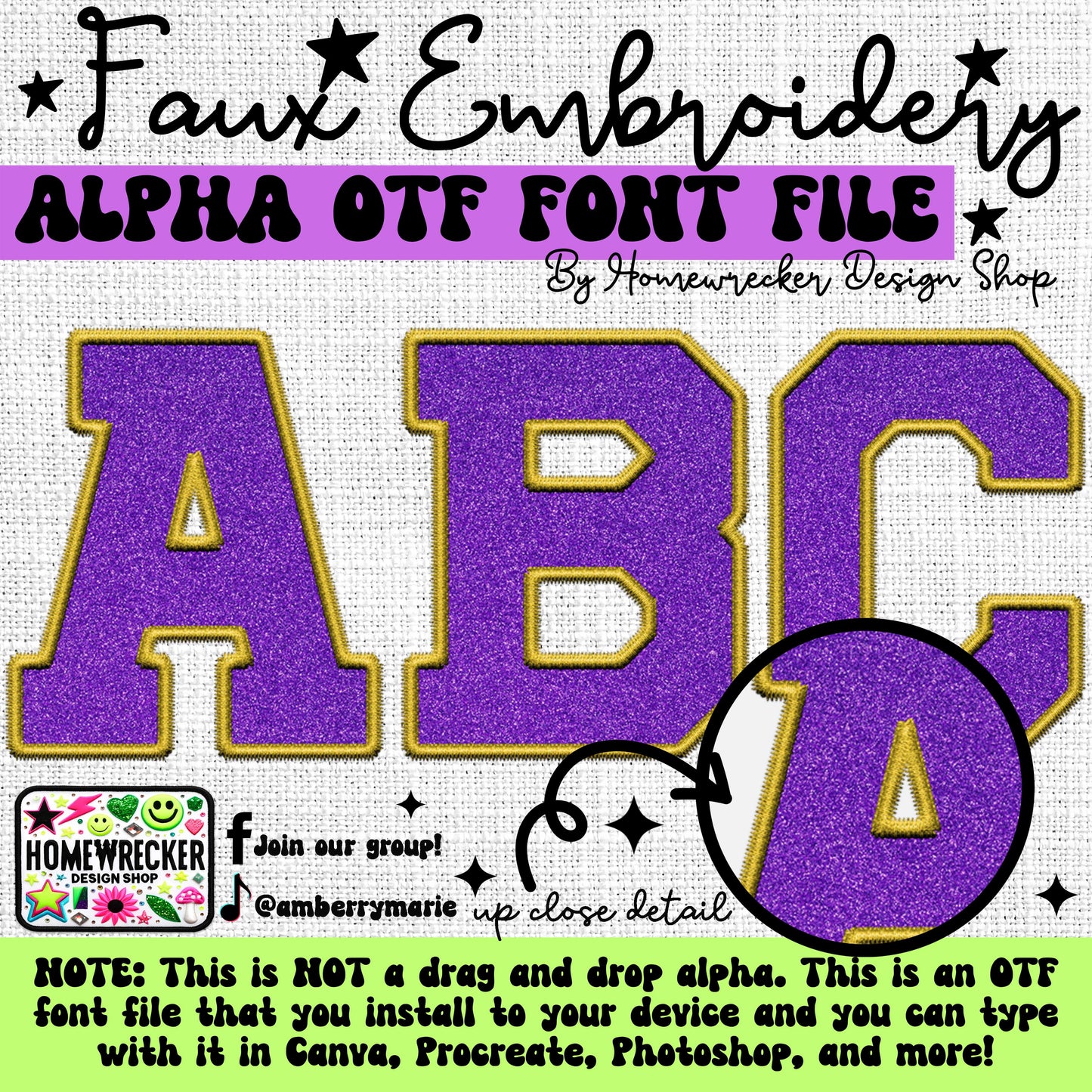 Mardi Gras Faux Embroidery 5pc OTF FONT Bundle