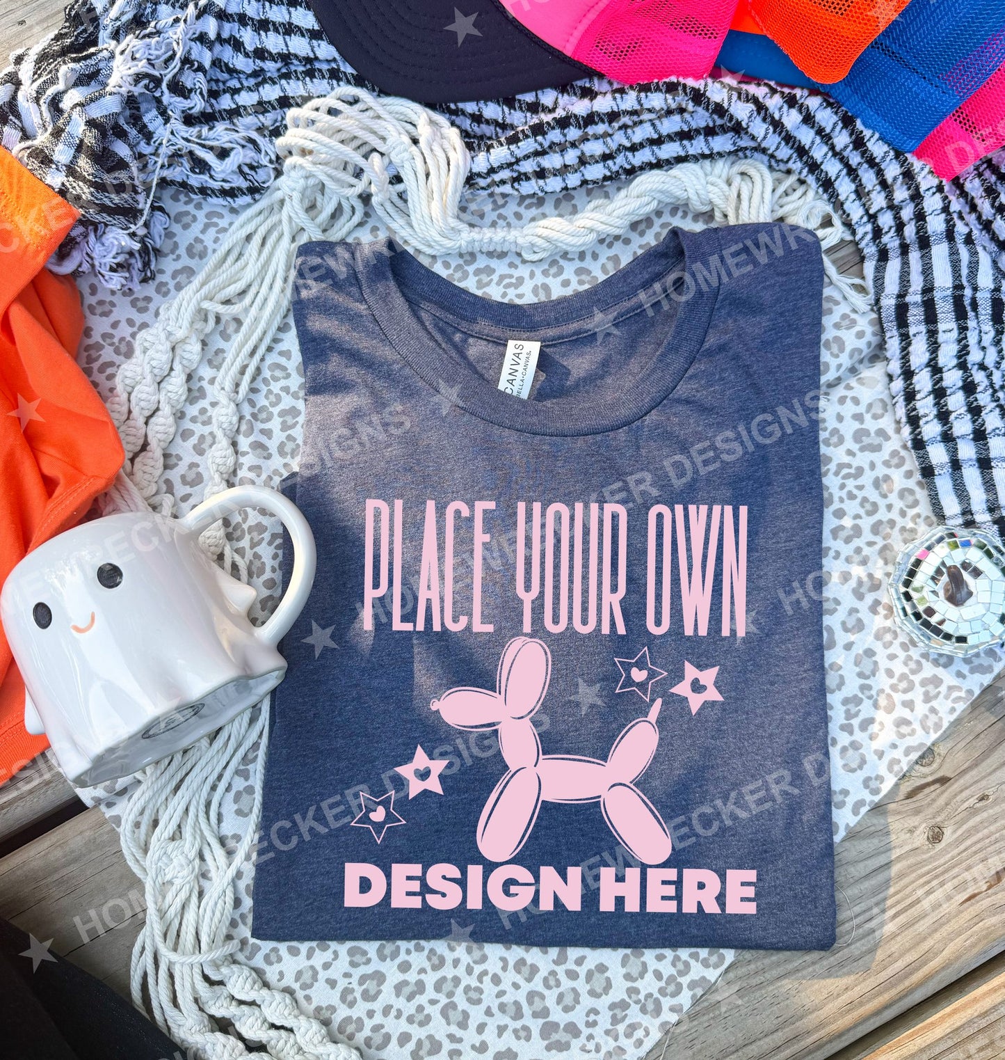 Blank Bella + Canvas 3001CVC t-shirt in Navy, front mockup photo from Homewrecker Design Shop