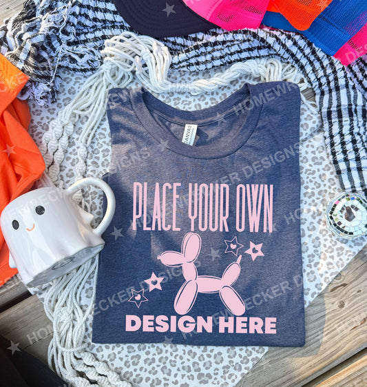 Blank Bella + Canvas 3001CVC t-shirt in Navy, front mockup photo from Homewrecker Design Shop